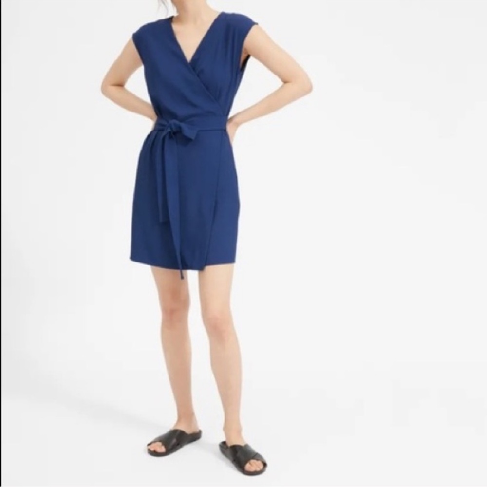 Everlane Blue Japanese Go Weave Wrap Dress